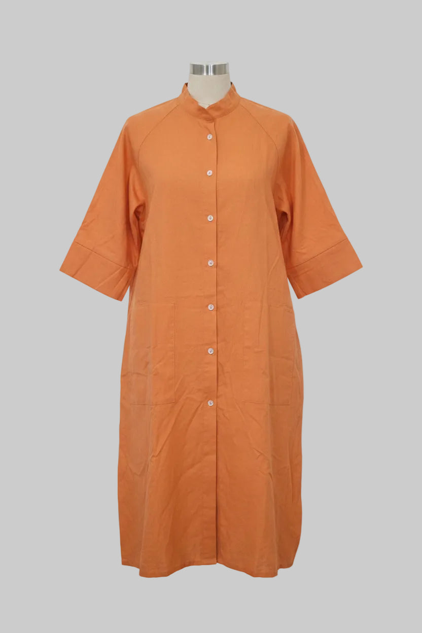 women_fashion - littlescollectionMidi dress linenCotton - Linen Button - Down Shirt Dress Patch Pockets Womenbutton down dress