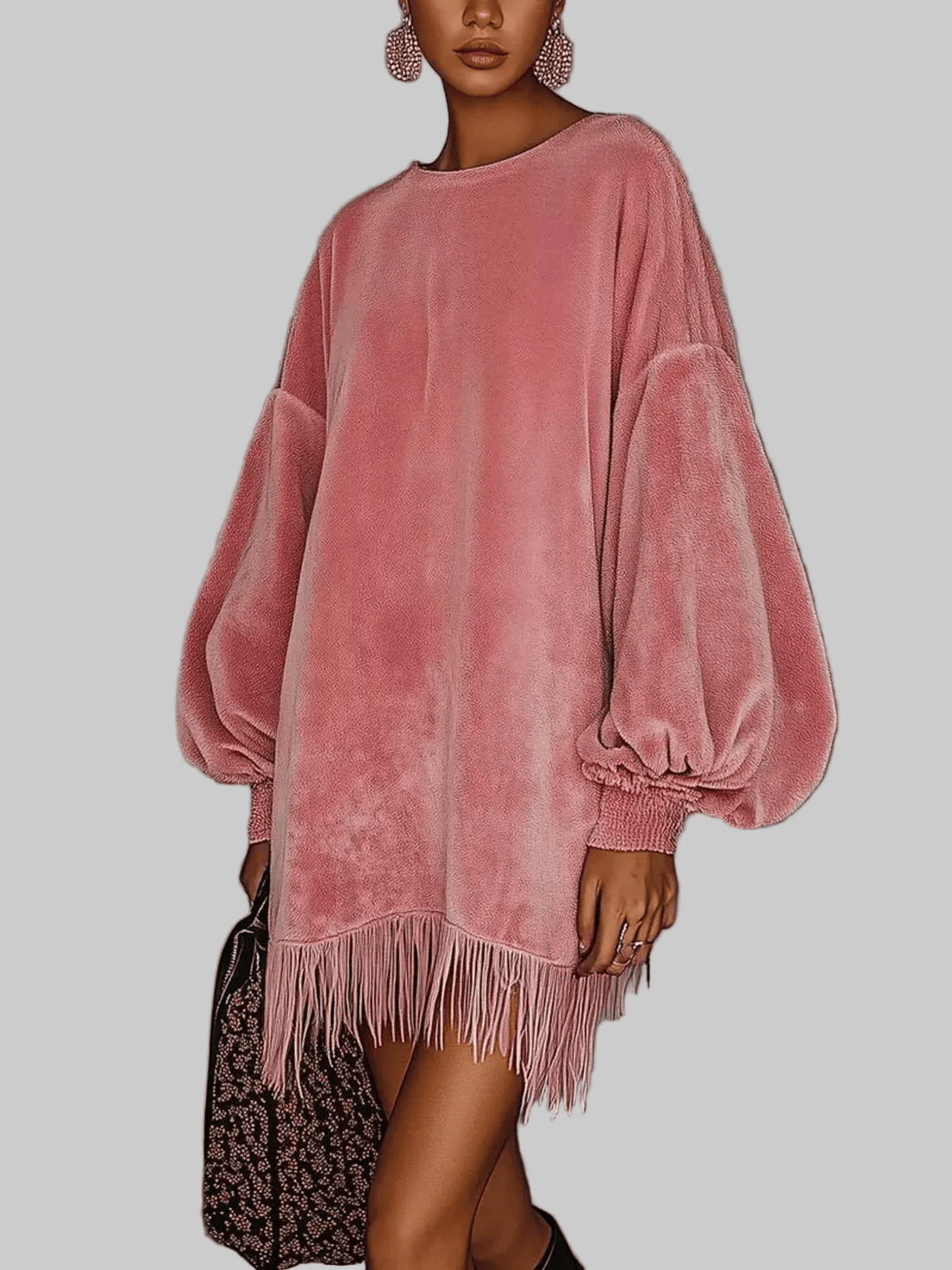 women_fashion - littlescollectionmini dressVelvet Fringe Hem Mini Dress Womenfringe dress