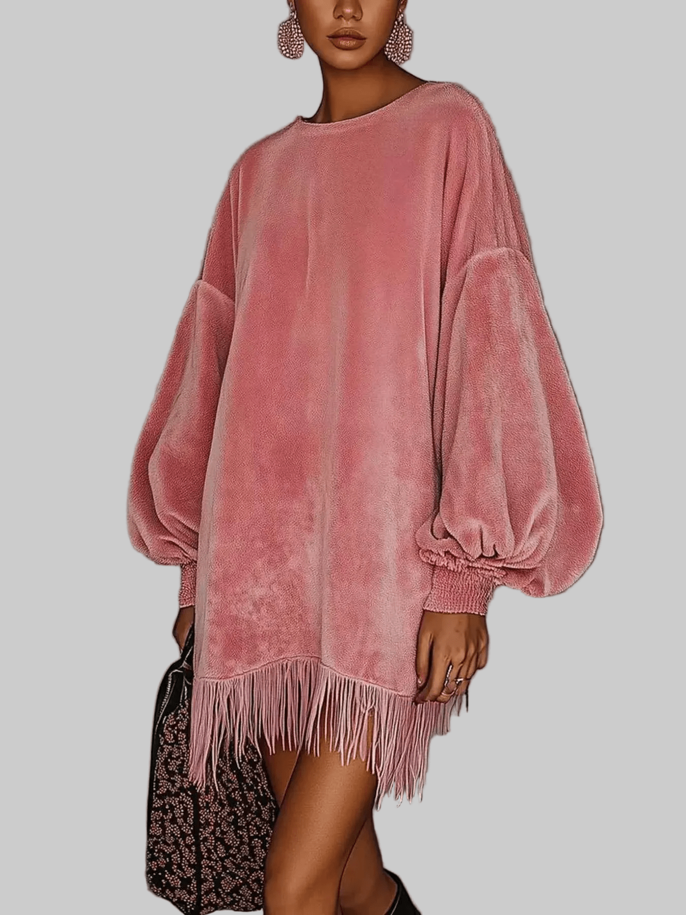 women_fashion - littlescollectionmini dressVelvet Fringe Hem Mini Dress Womenfringe dress