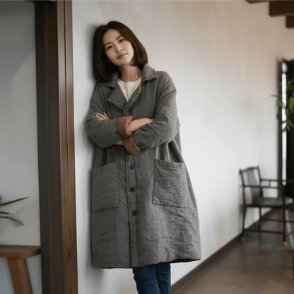 Vintage cotton-lined long parka coat with large pockets – Women