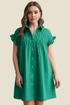 women_fashion - littlescollectionmini dressRuffled Flounce Sleeve Loose Cotton Mini Dresscotton mini dress