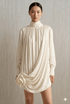 women_fashion - littlescollectionDressRuched Long Sleeve Cotton Mini Dresslong sleeve dress
