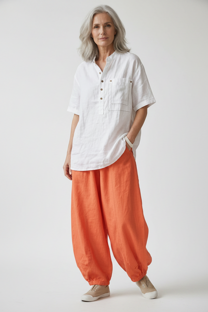 Women Plus Size Button Detail Short Sleeve Blouse