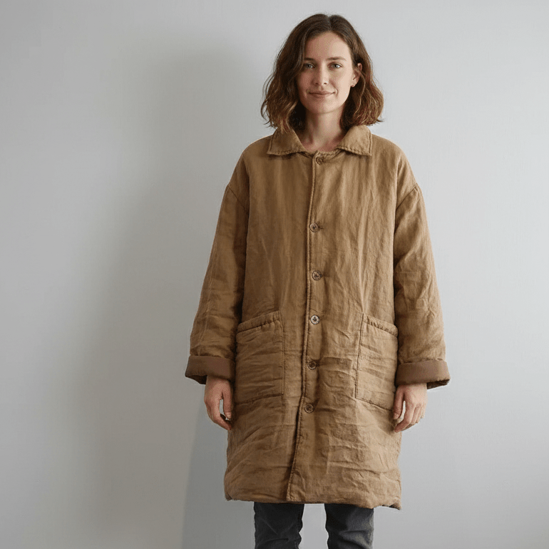 Vintage cotton-lined long parka coat with large pockets – Women