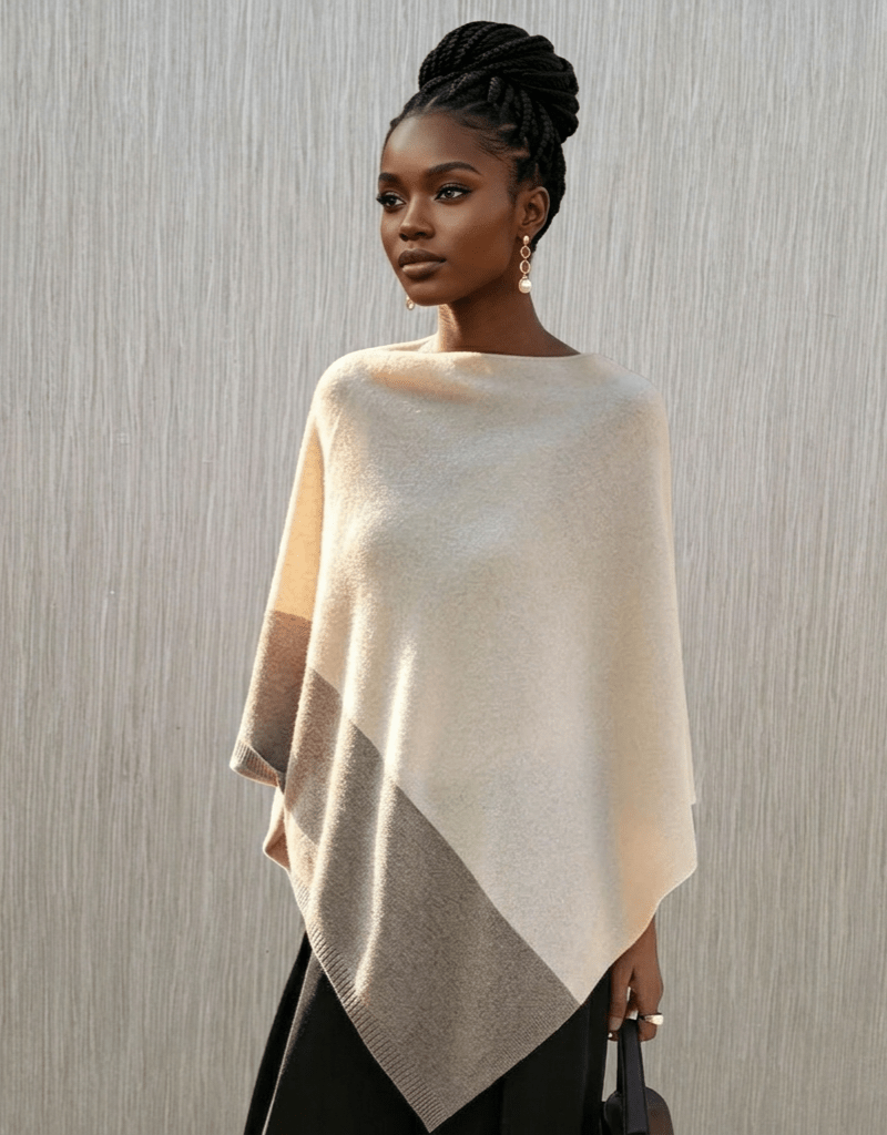 women_fashion - littlescollectionSweaterMerino Wool Cloak Pullover – Seamless Cashmere Shawl in Black, Gray &amp; Beigeoversizer pullovers