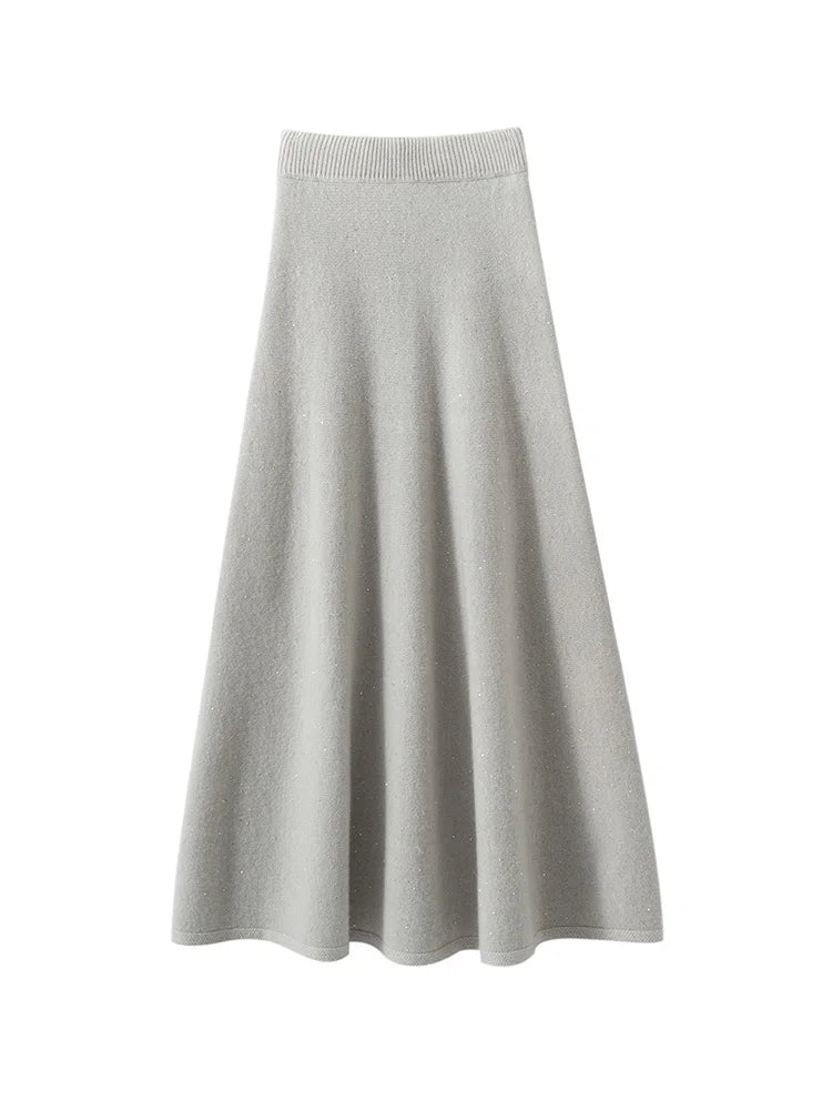 BohoLittlesEdit - Cashmere skirts - 100% Cashmere Pleated Ankle Skirt