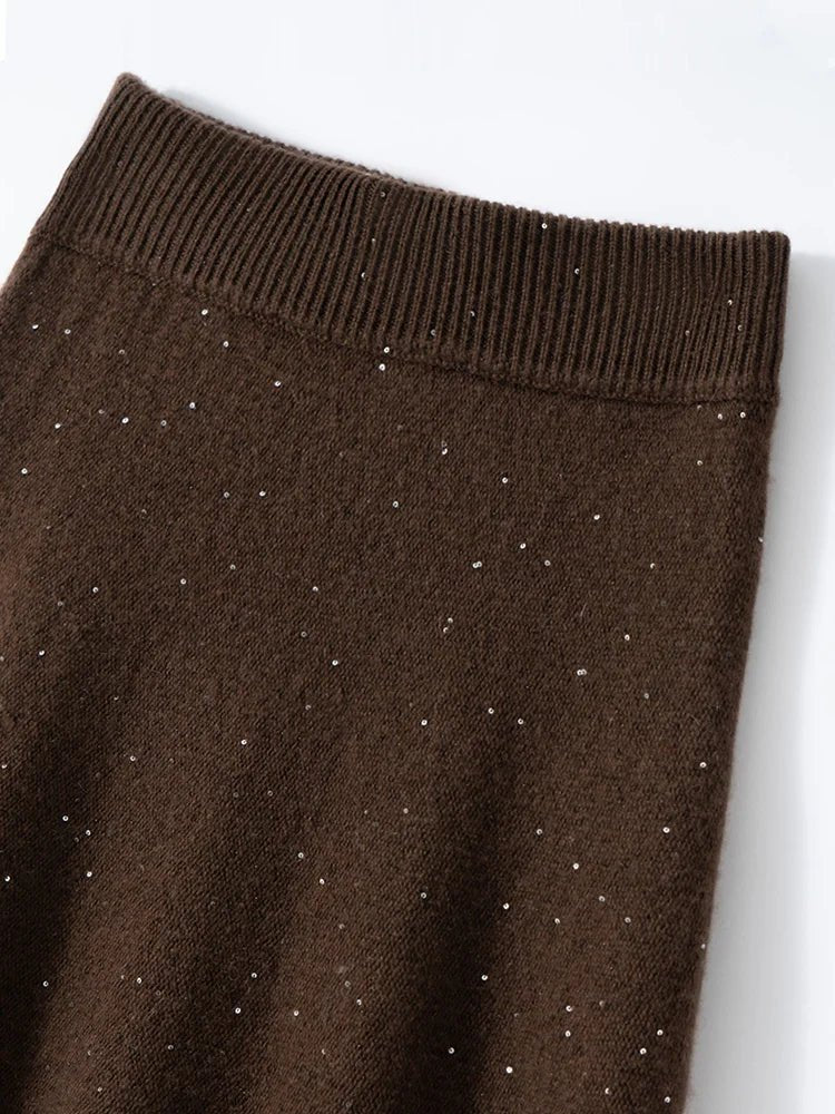 BohoLittlesEdit - Cashmere skirts - 100% Cashmere Pleated Ankle Skirt
