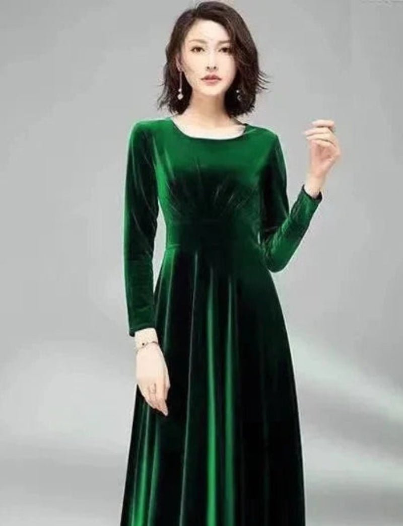 women_fashion - littlescollectionEvening GownGolden Velvet Maxi DressChristmas dress red