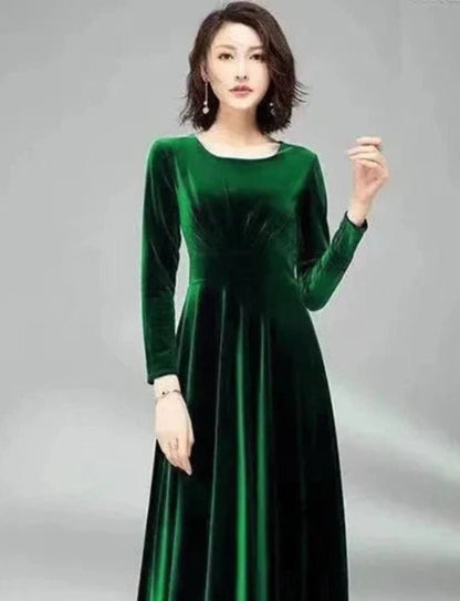 women_fashion - littlescollectionEvening GownGolden Velvet Maxi DressChristmas dress red