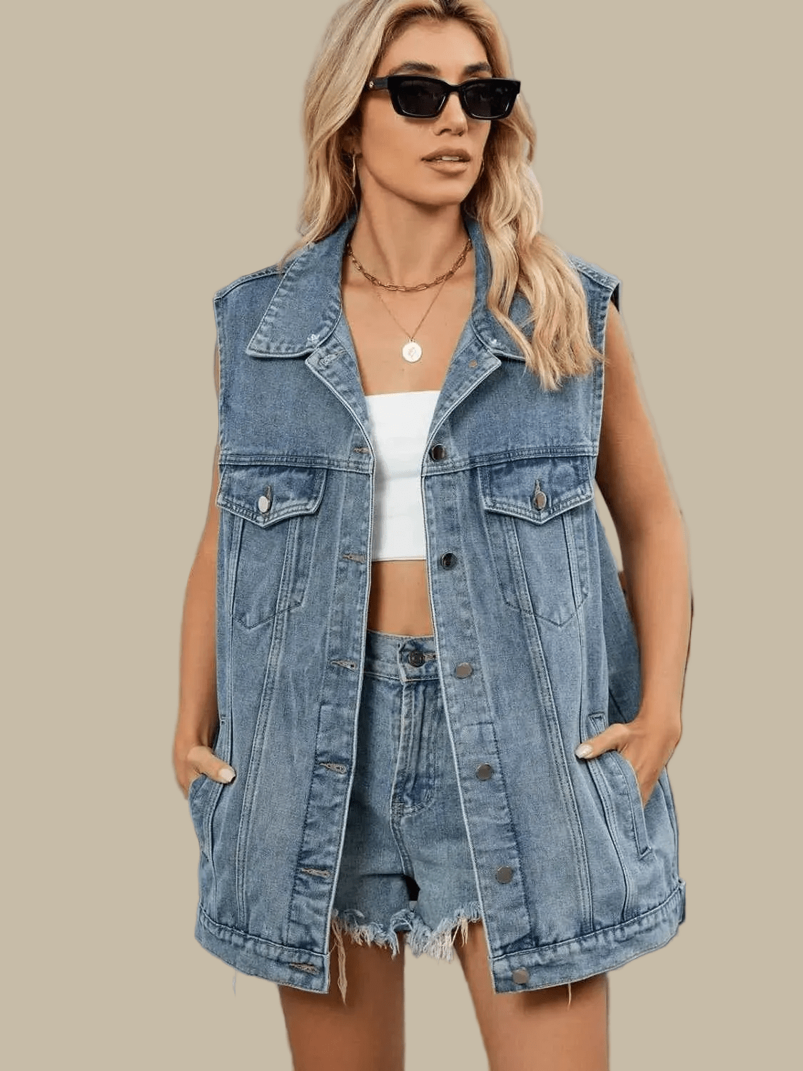 BohoLittlesEdit - Denim Jackets - Denim Jean Jacket with Detachable Hood Women